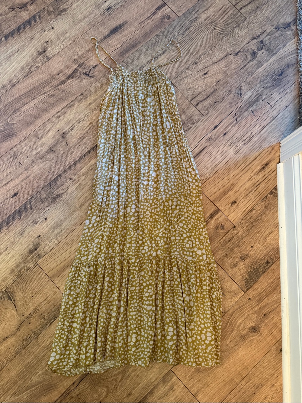 Show Me Your MuMu Mustard Yellow & White Spotted Maxi Dress xs